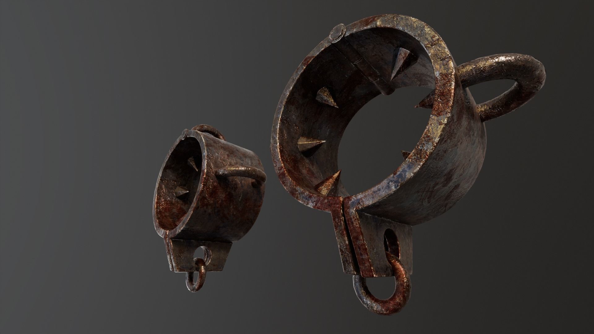 Medieval Spiked Cuffs Low-poly 3D model_6