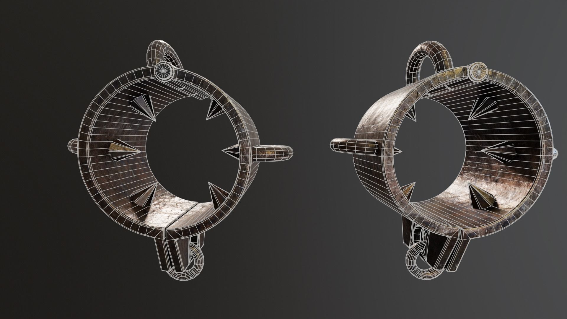 Medieval Spiked Cuffs Low-poly 3D model_5