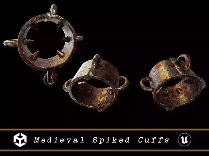 Medieval Spiked Cuffs Low-poly 3D model