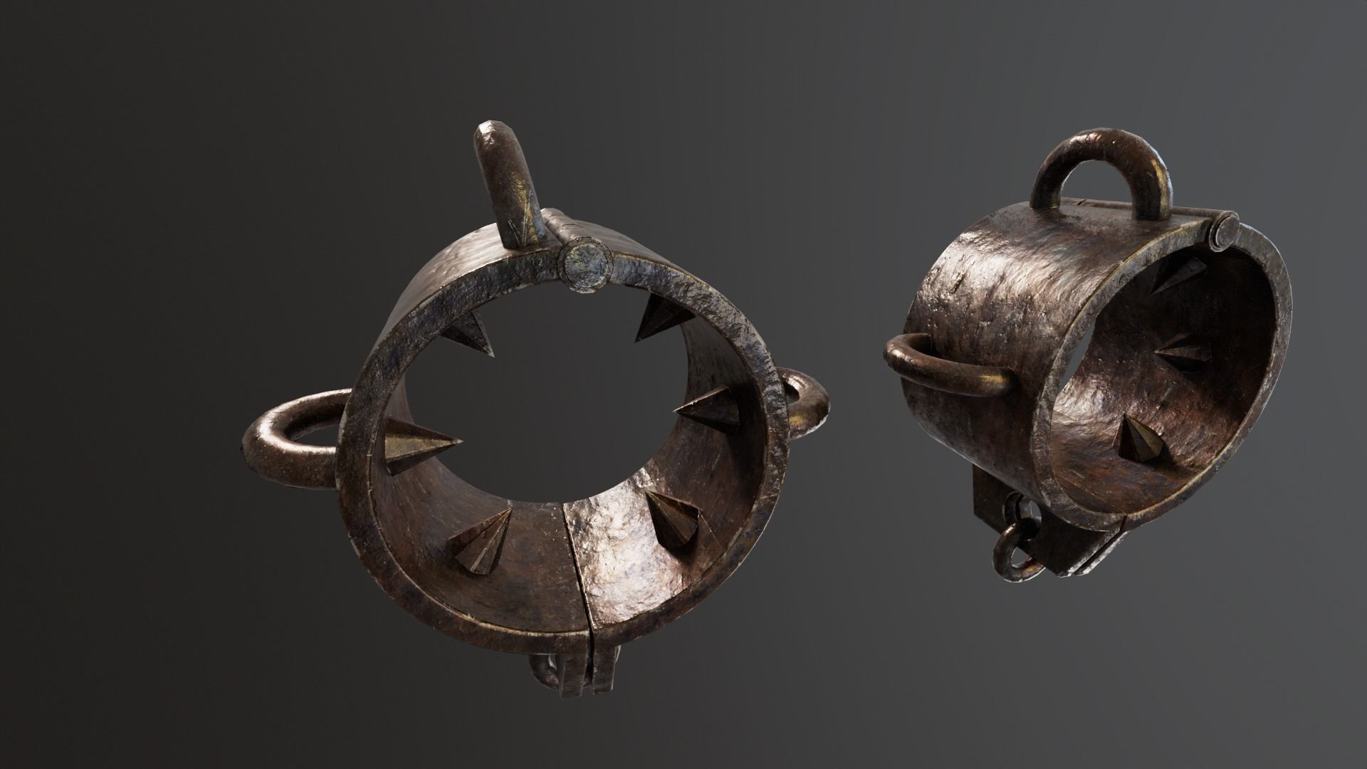 Medieval Spiked Cuffs Low-poly 3D model_2