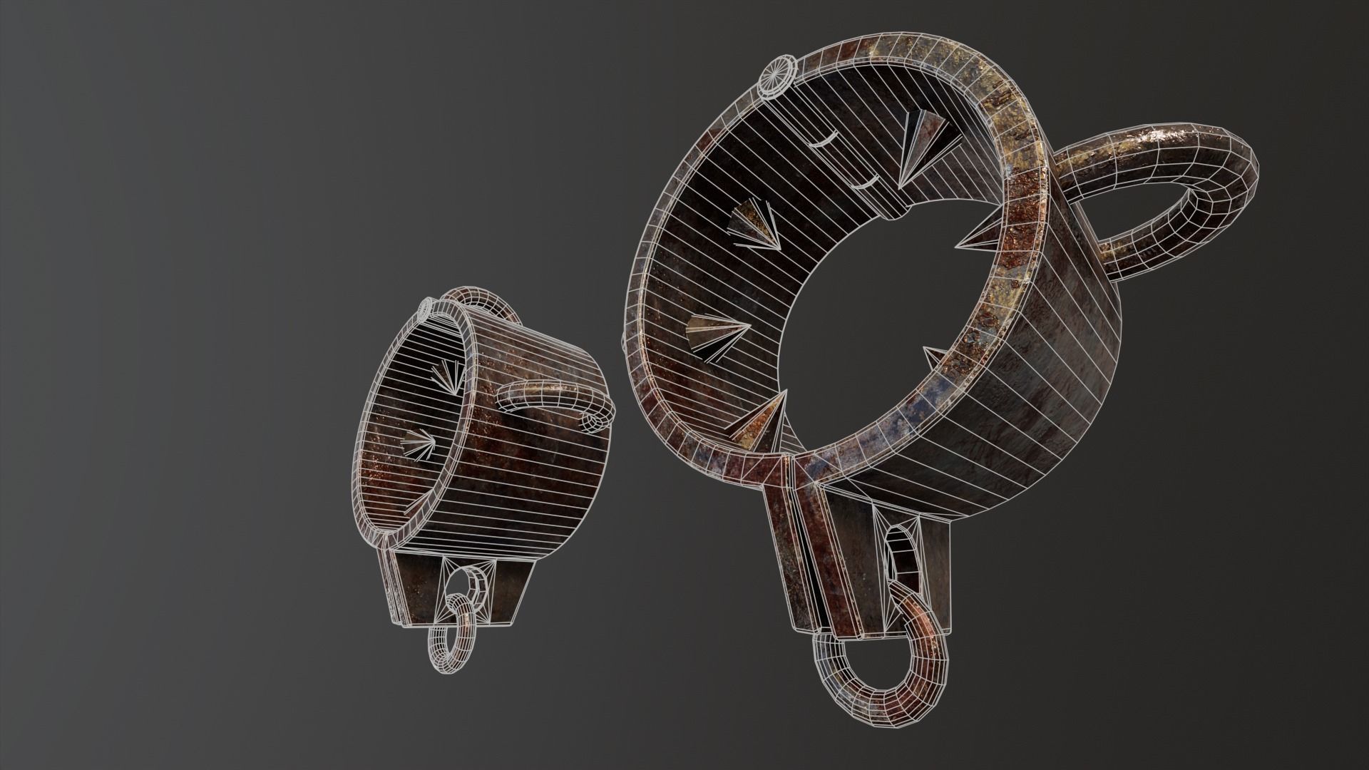 Medieval Spiked Cuffs Low-poly 3D model_7