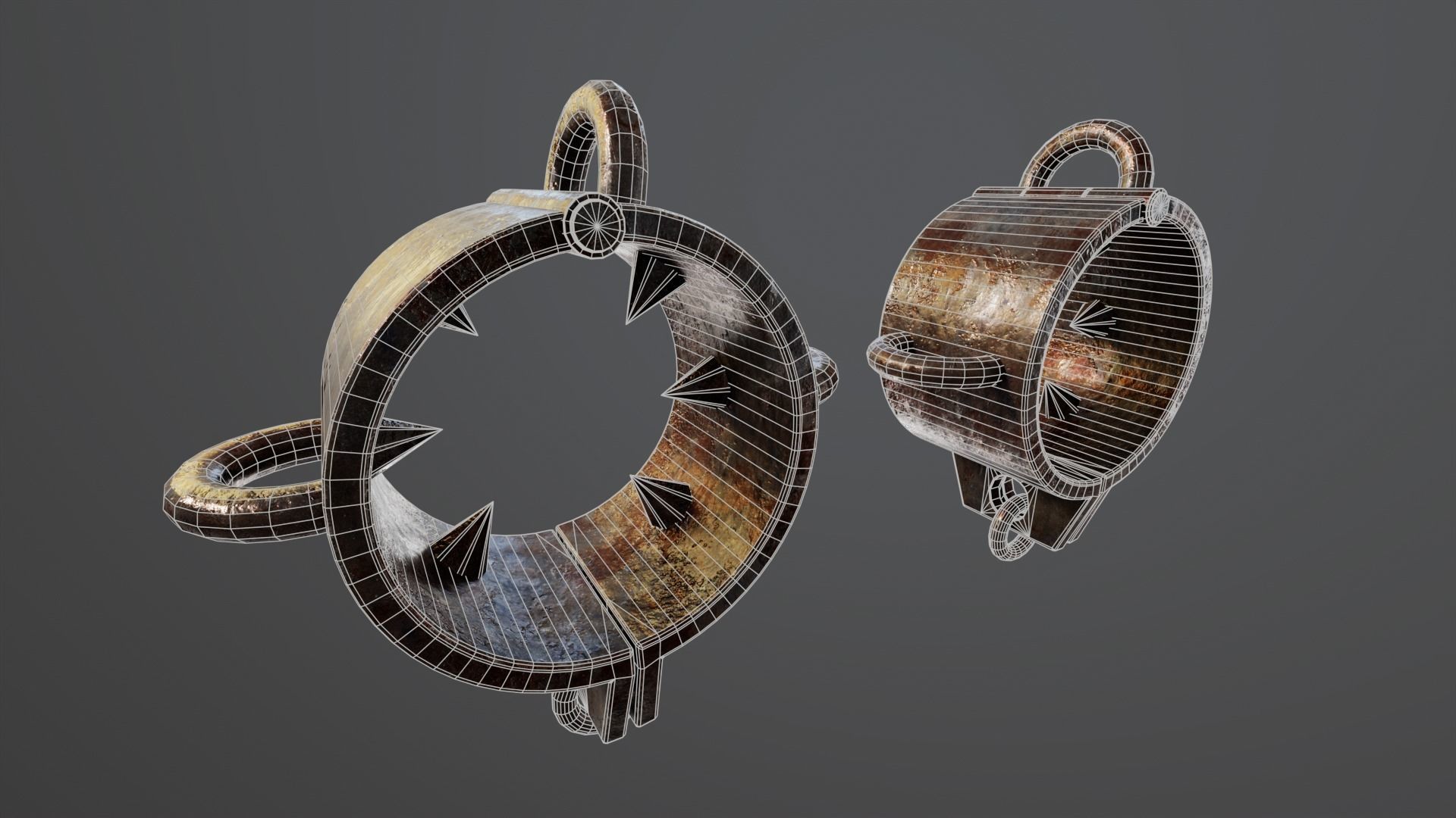 Medieval Spiked Cuffs Low-poly 3D model_11