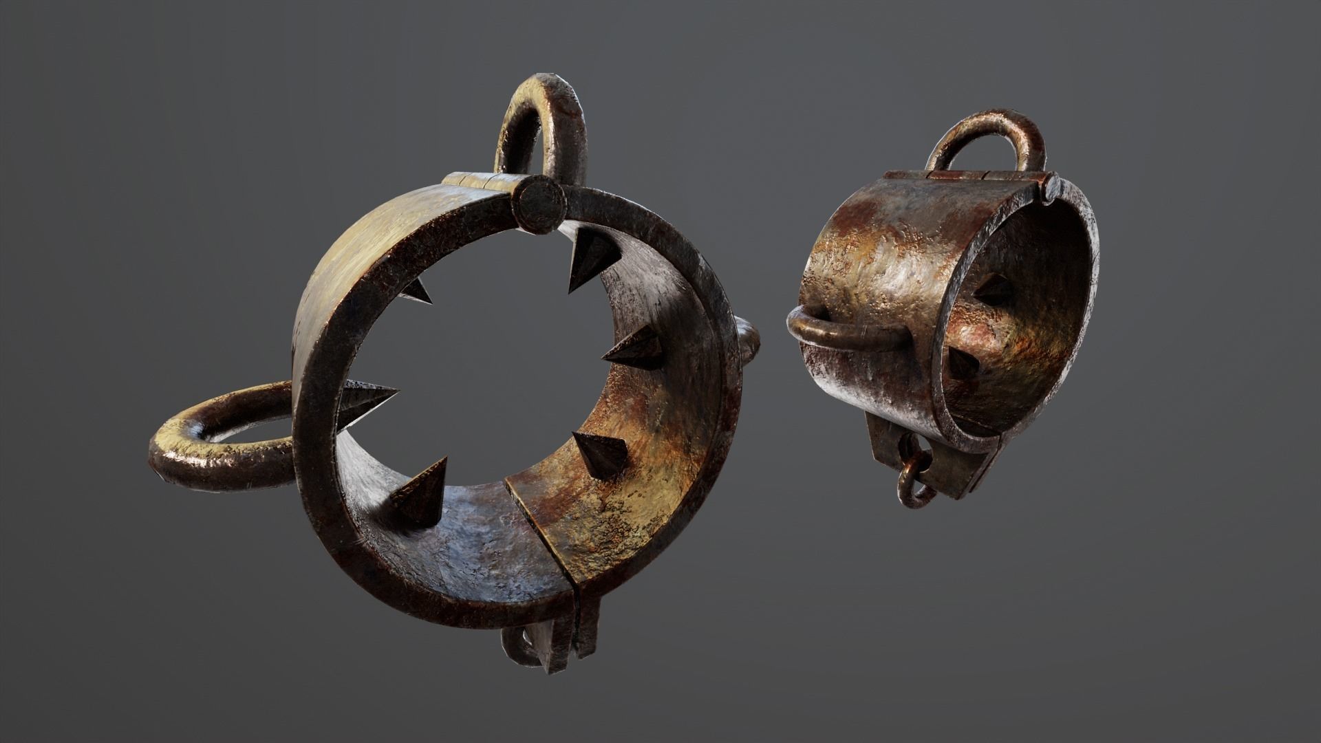 Medieval Spiked Cuffs Low-poly 3D model_10