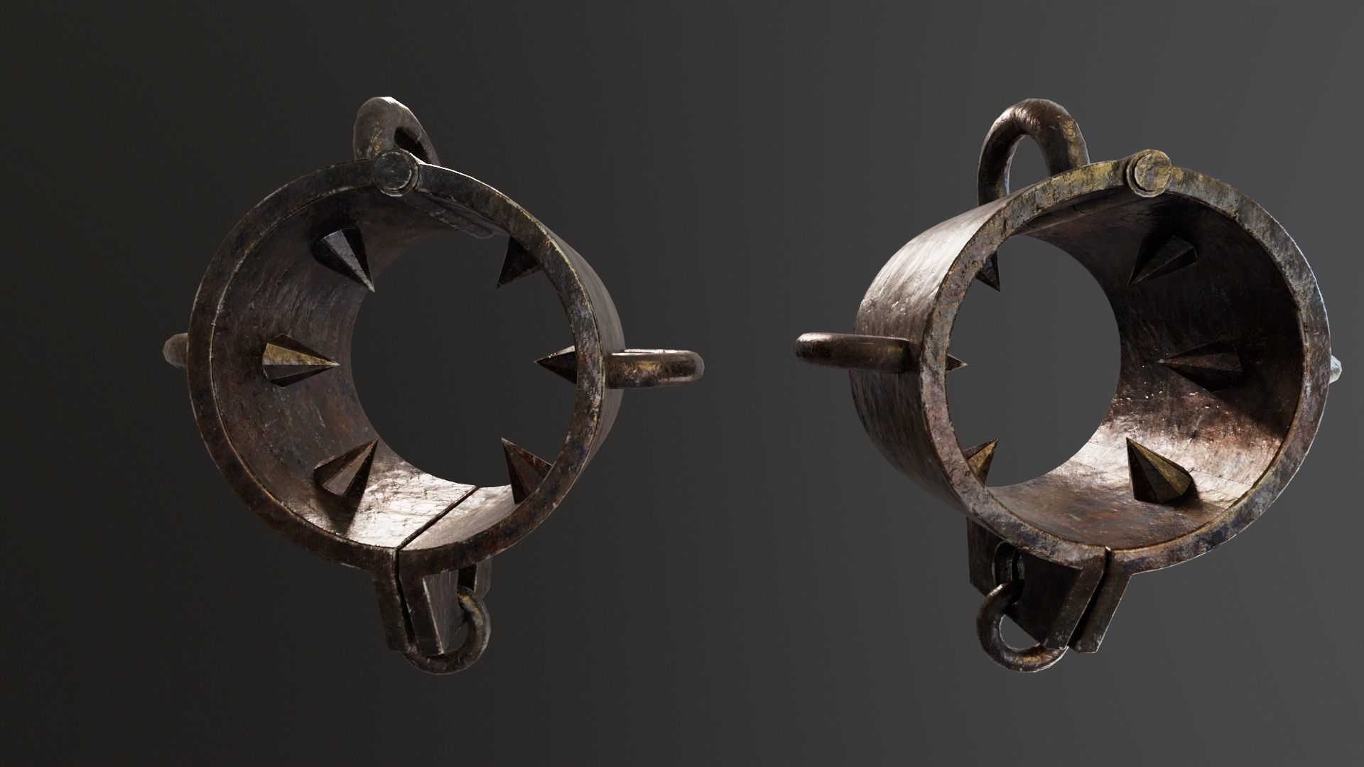 Medieval Spiked Cuffs Low-poly 3D model_4