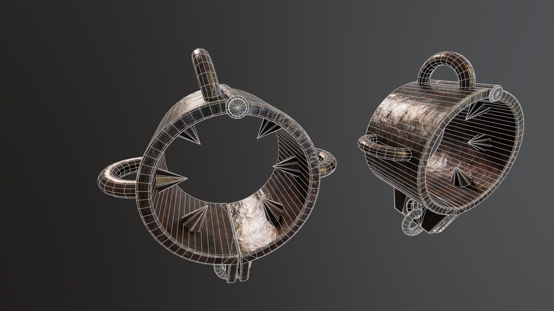 Medieval Spiked Cuffs Low-poly 3D model_3