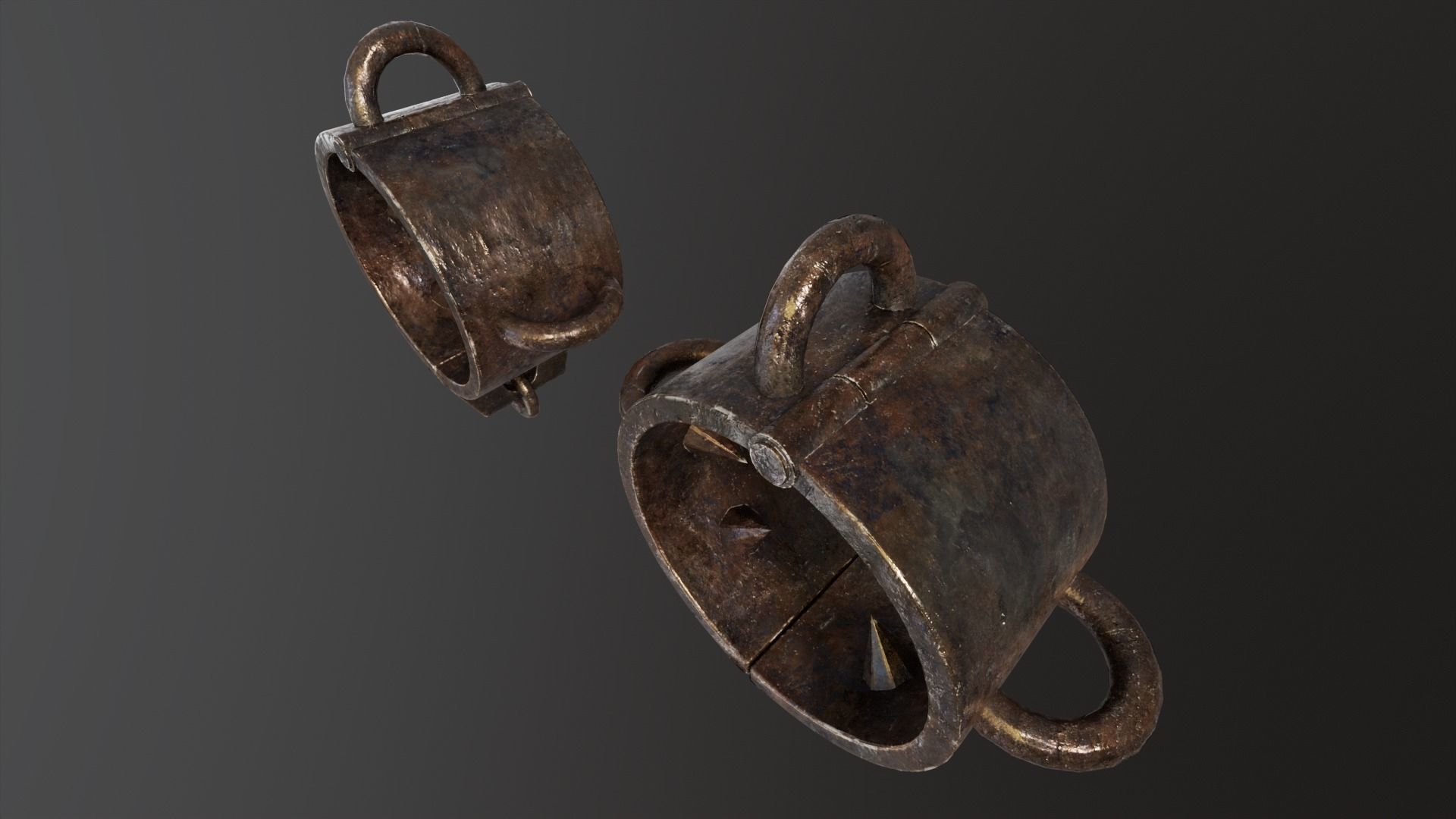 Medieval Spiked Cuffs Low-poly 3D model_12