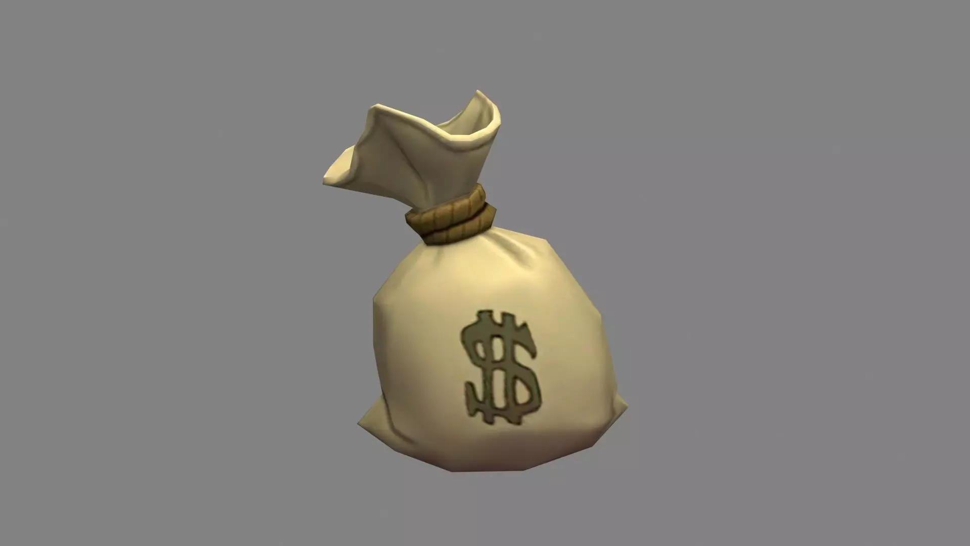 Cartoon money bag Low-poly 3D model_0