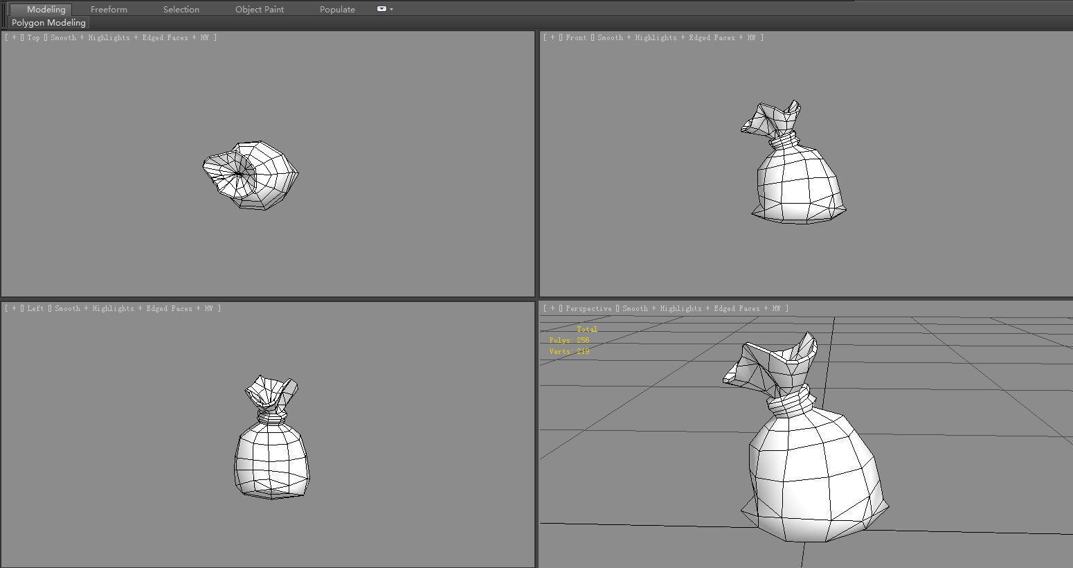 Cartoon money bag Low-poly 3D model_6