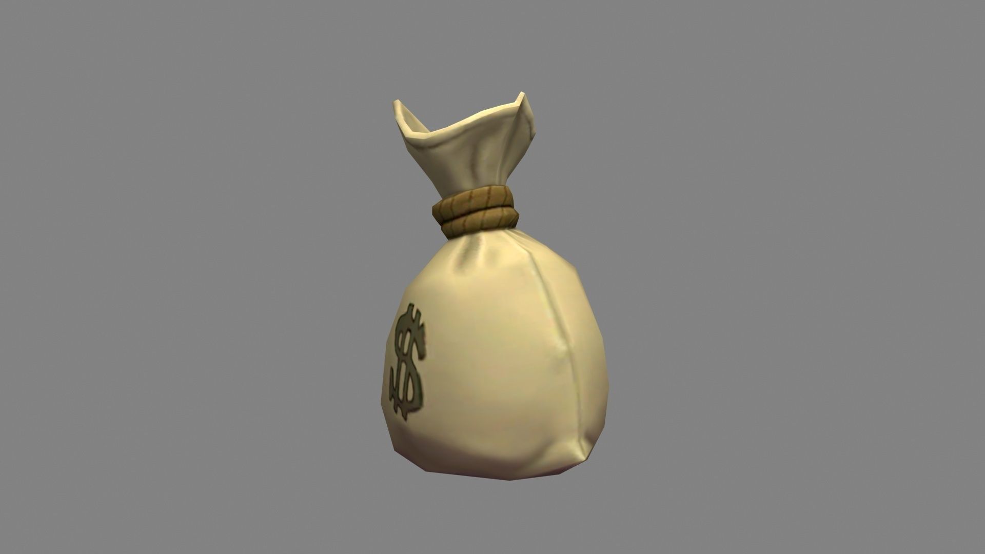 Cartoon money bag Low-poly 3D model_1