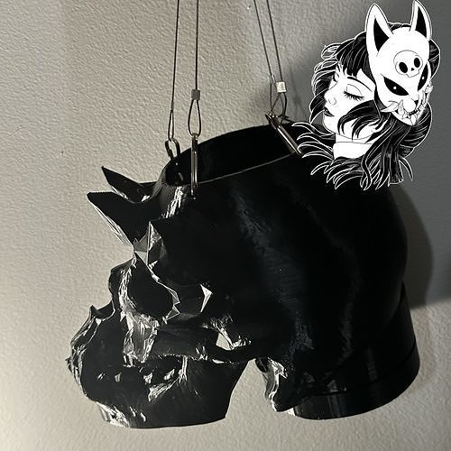 Hanging Monster   Skull Planter Skull Pot     Built in drip tray 3D print model
