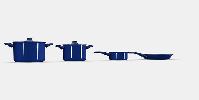 HEMLAGAD 6-piece cookware set Low-poly 3D model
