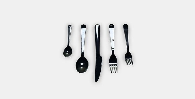 DRAGON 60-piece cutlery set Low-poly 3D model