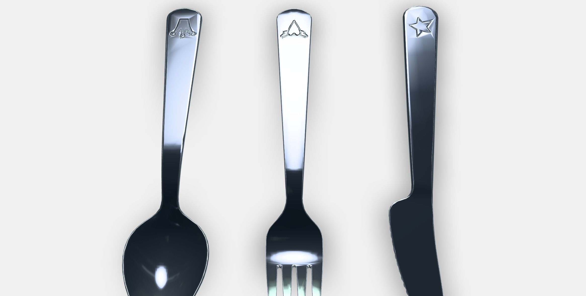 FABLER 3-piece cutlery set Low-poly 3D model_5