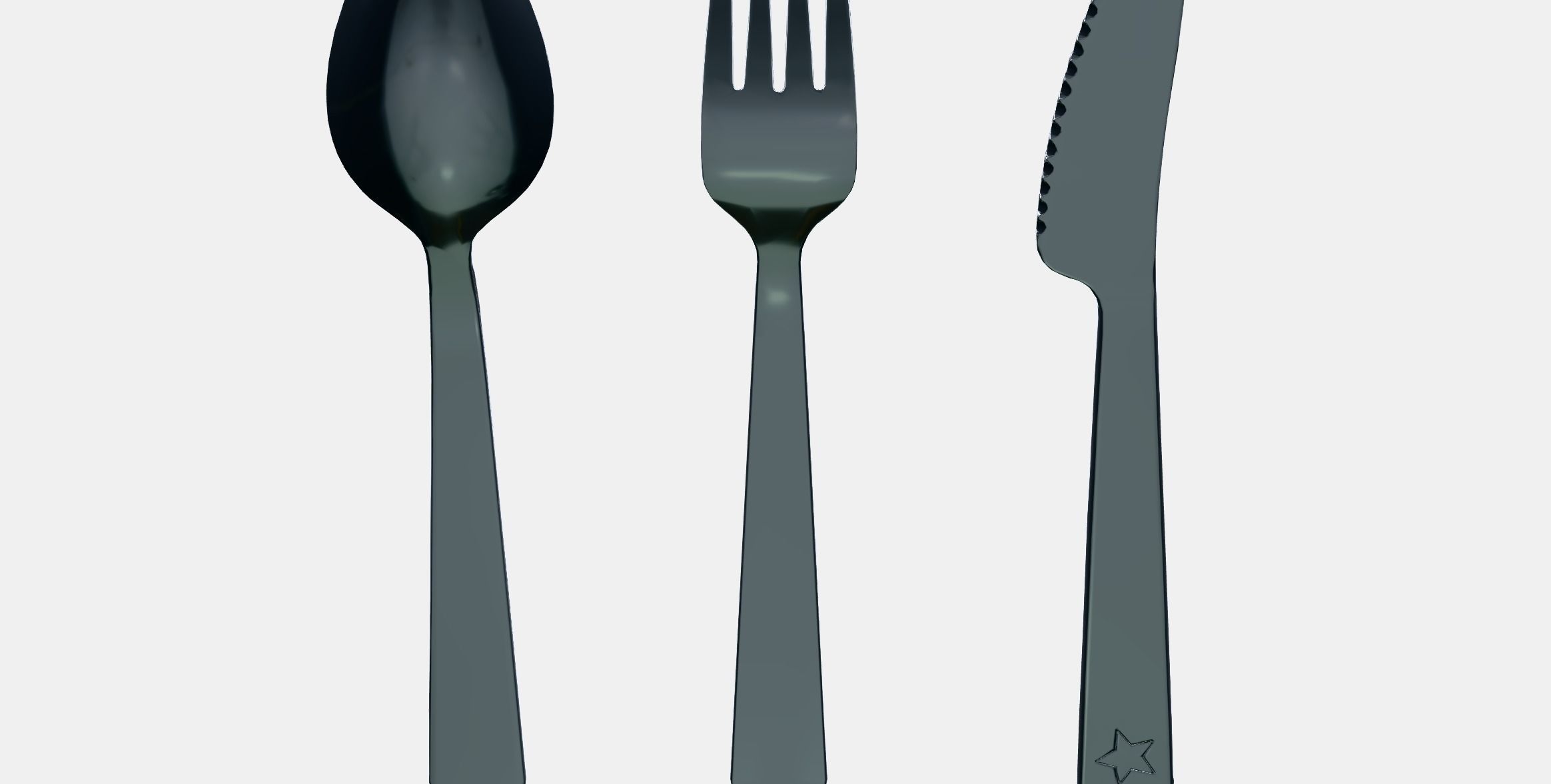 FABLER 3-piece cutlery set Low-poly 3D model_8