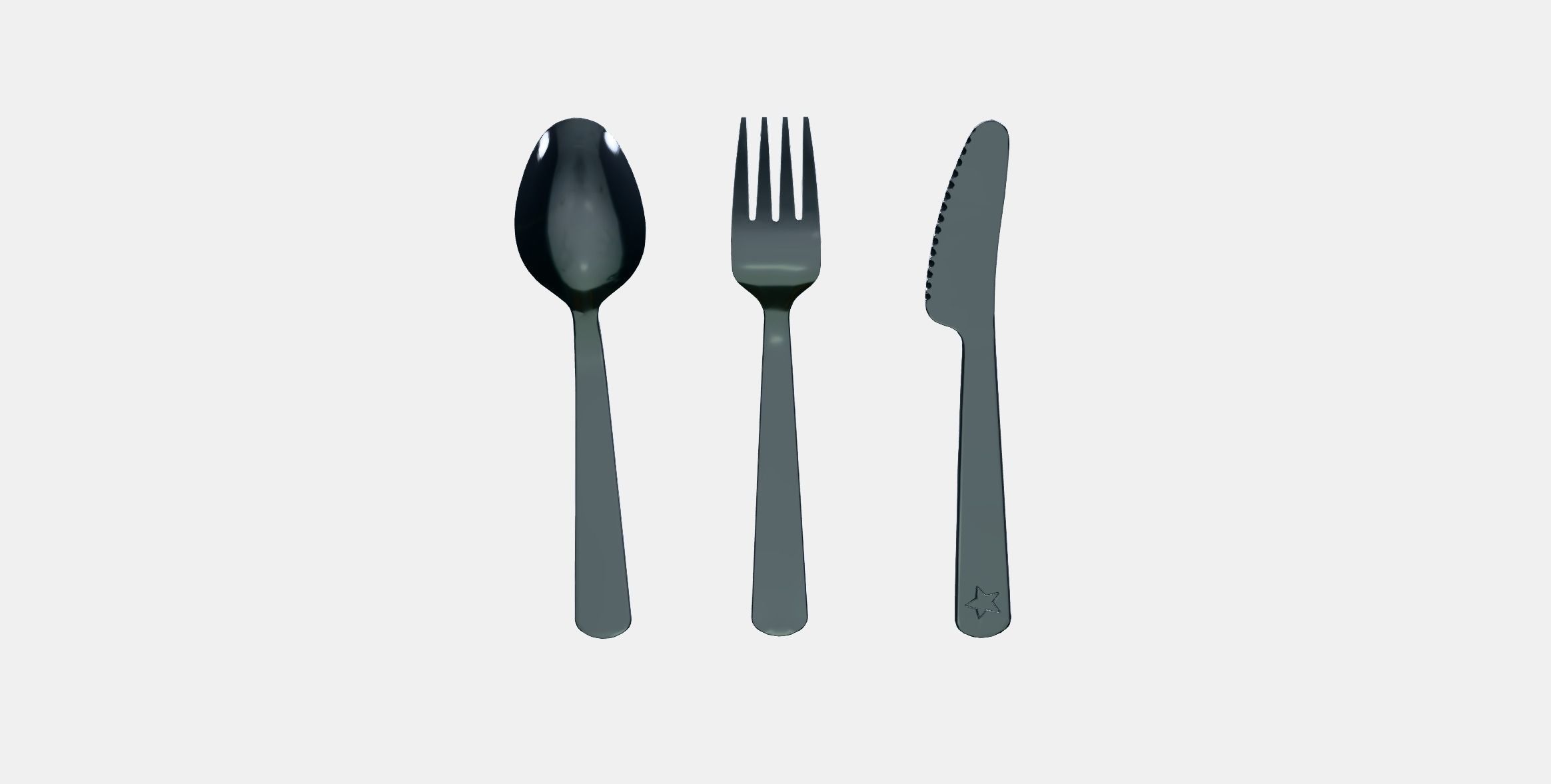 FABLER 3-piece cutlery set Low-poly 3D model_7
