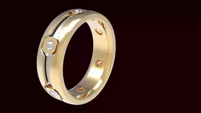 Square Screw Wedding Ring 