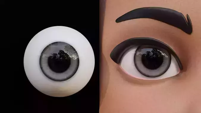 Gray Disney-Style Cartoon Eyes Low-poly 3D model