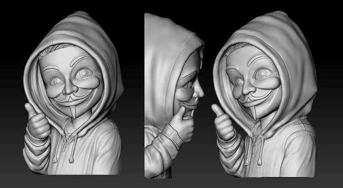 Kid Anonymous 3D Model 3D print model