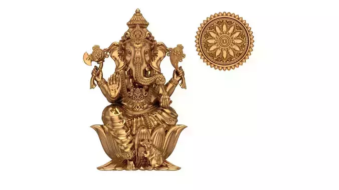  Ganpati Antique Gold Idol  3D print model