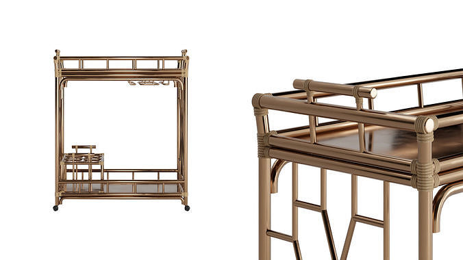 The Worth Rattan Bar Cart 3D model