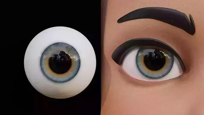 Hazel-Blue Disney-Style Cartoon Eyes Low-poly 3D model