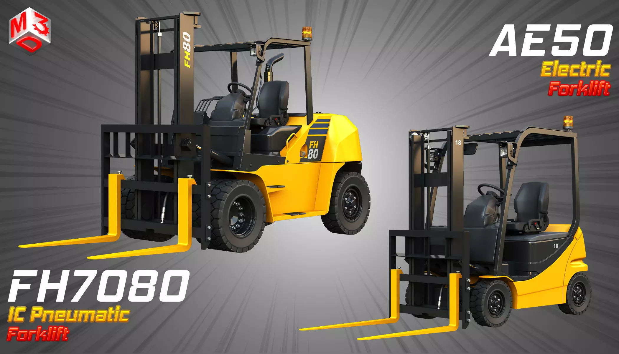 FH7080 - AE50 Forklifts  2 in 1 3D Model Collection_0
