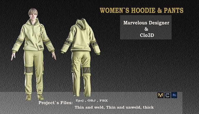 Women  hoodie and pants set 3D model