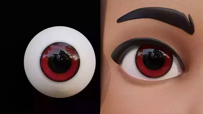 Red Disney-Style Cartoon Eyes Low-poly 3D model