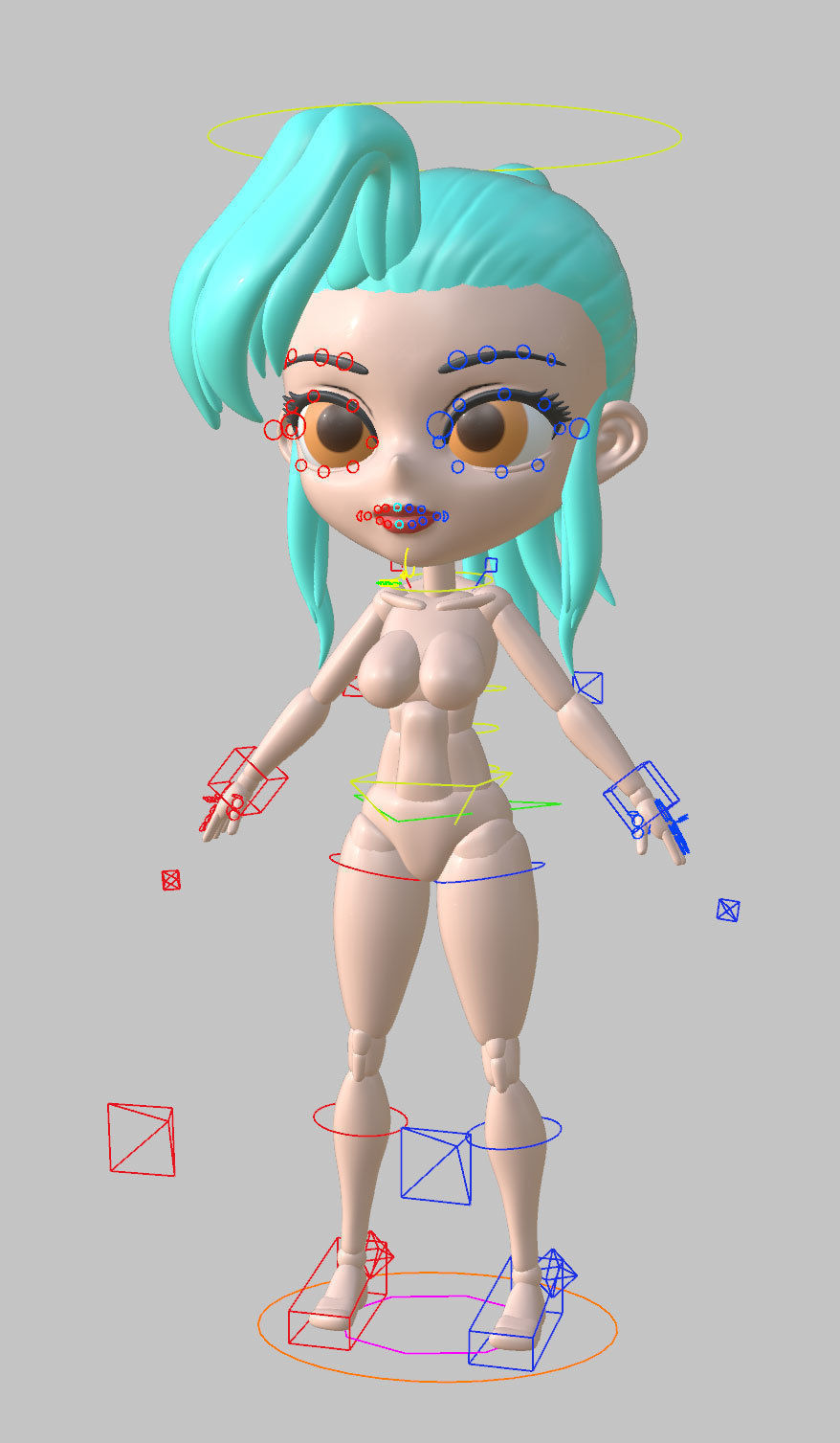 rigged cartoon character for posing and scuplting reference 3D model_3