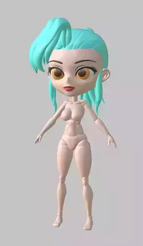 rigged cartoon character for posing and scuplting reference