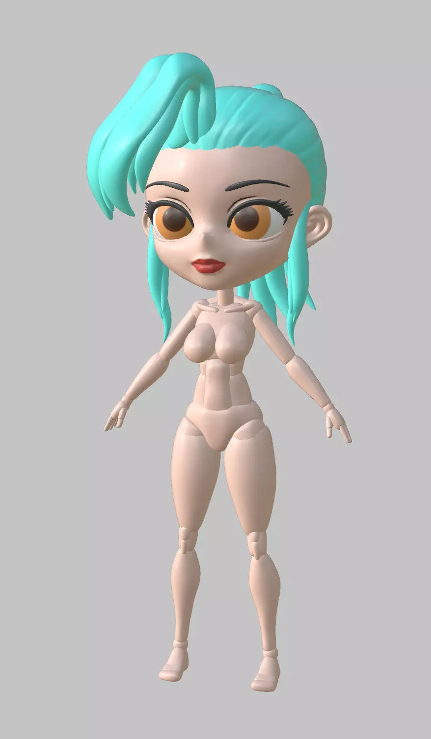 rigged cartoon character for posing and scuplting reference 3D model_0