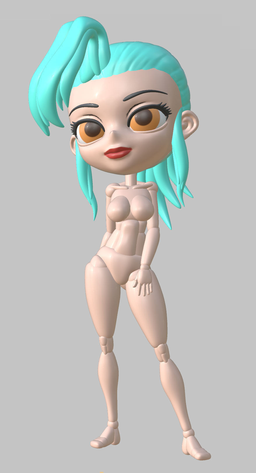 rigged cartoon character for posing and scuplting reference 3D model_8