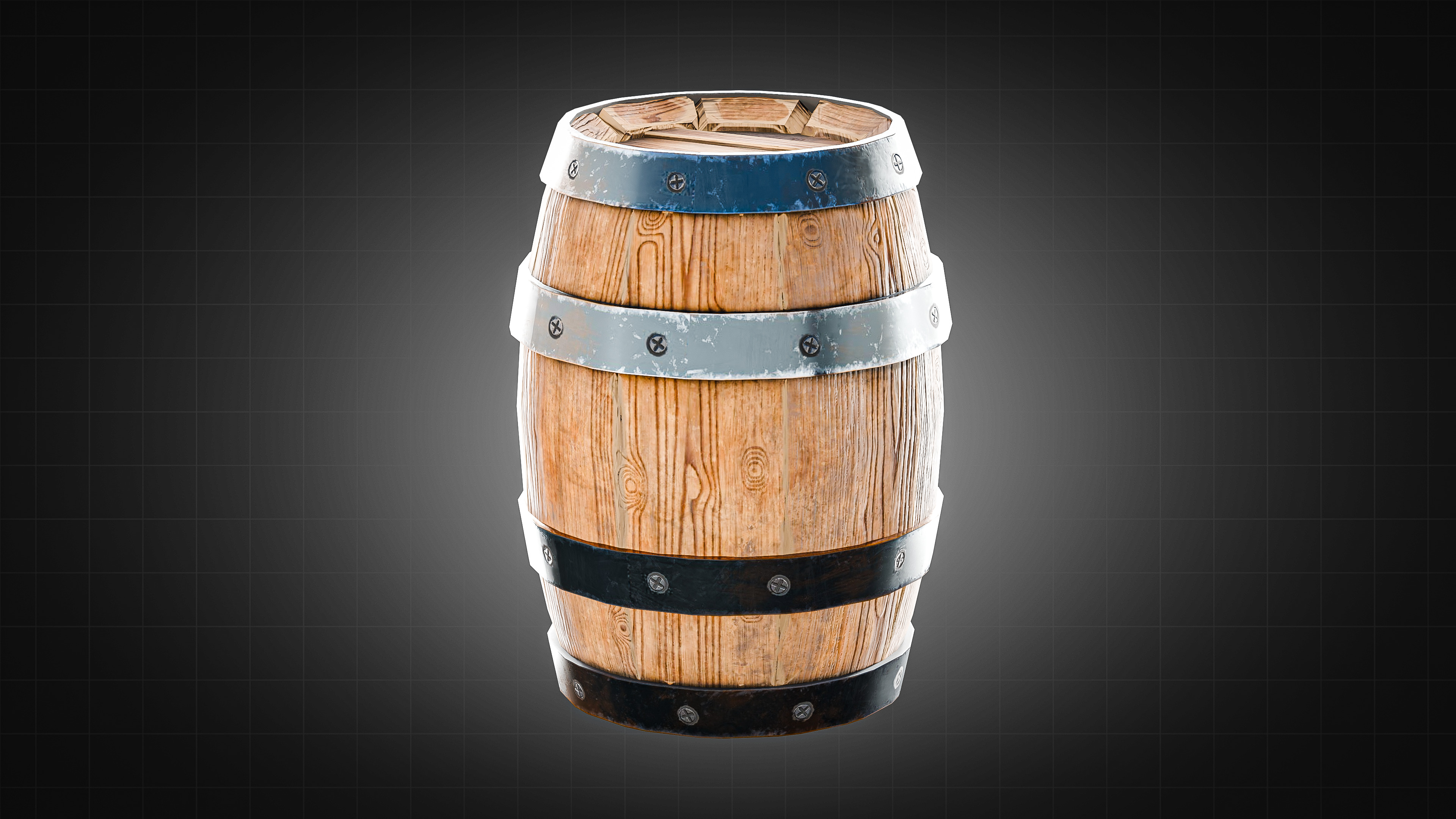 Wooden Barrels Pack Low-poly 3D model_7