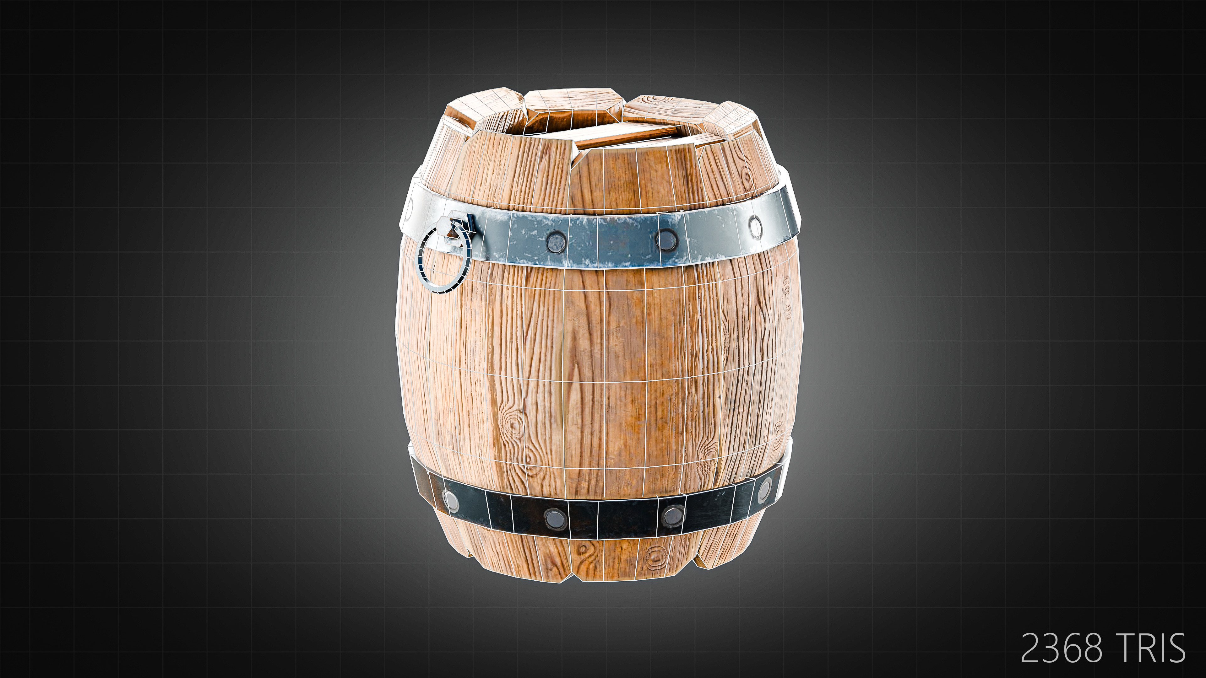 Wooden Barrels Pack Low-poly 3D model_6