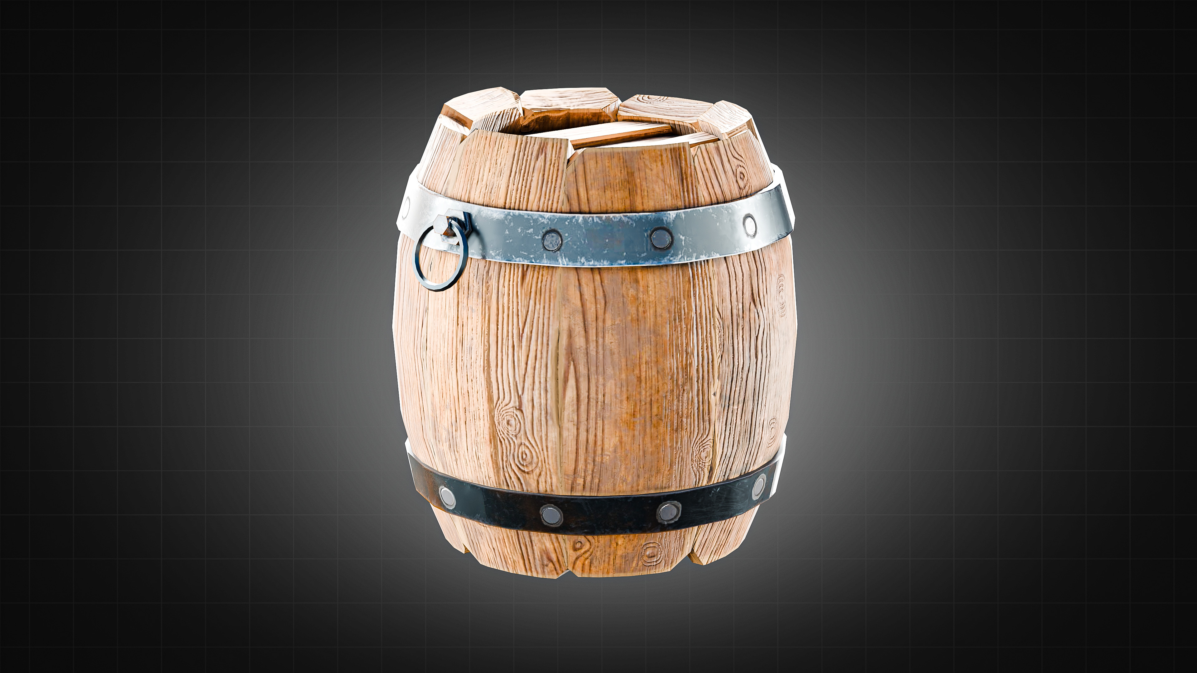 Wooden Barrels Pack Low-poly 3D model_5