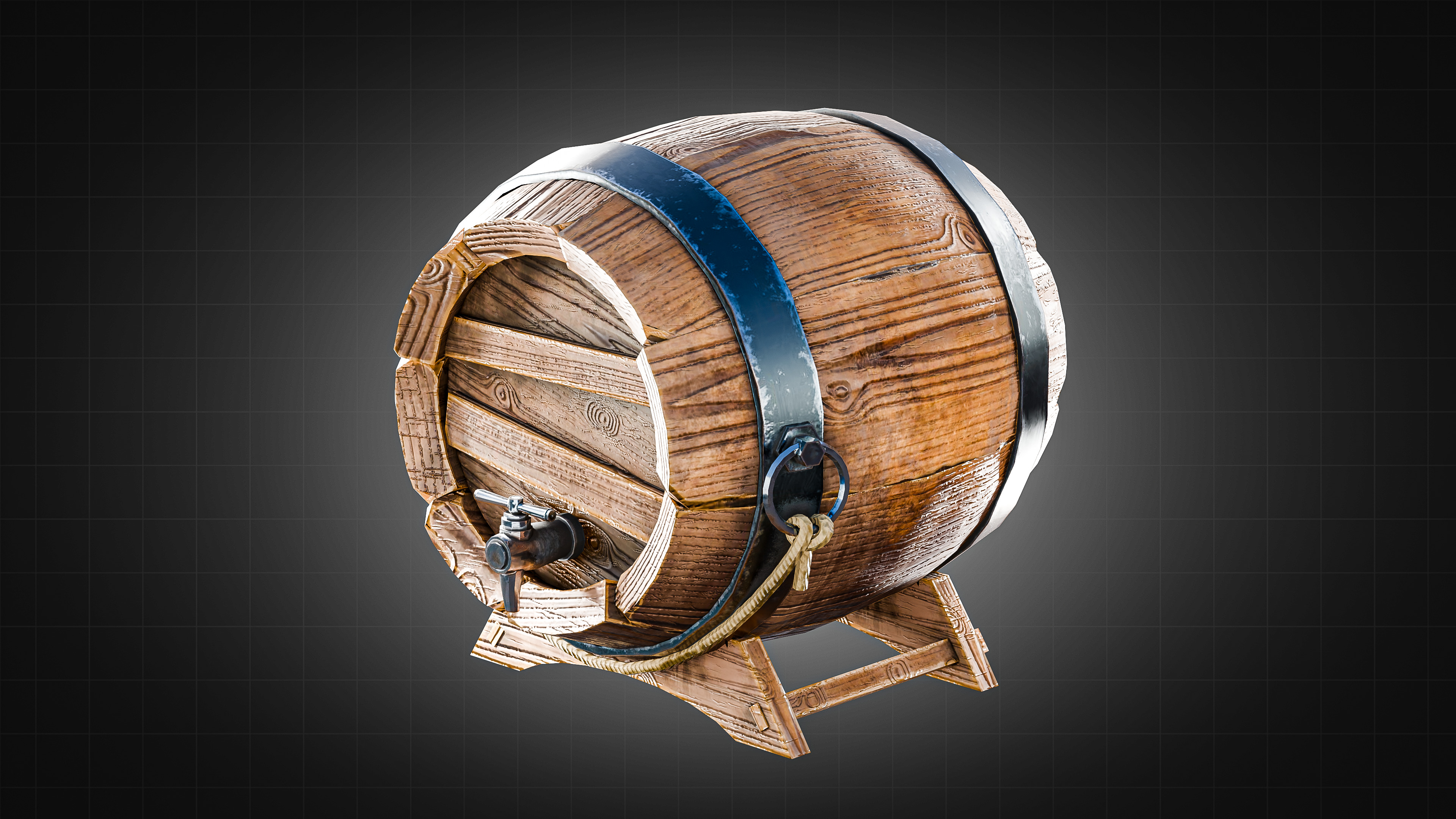 Wooden Barrels Pack Low-poly 3D model_3