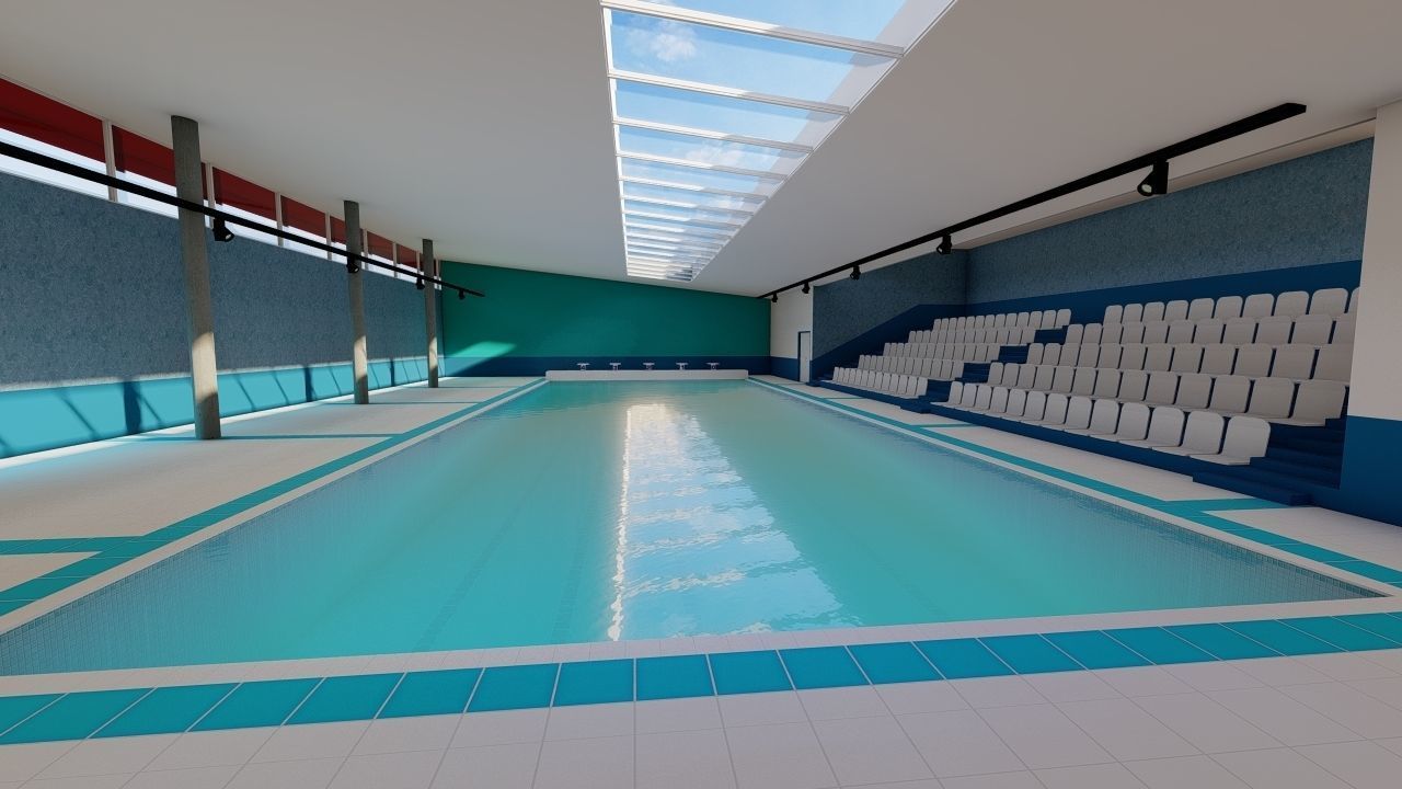 Swimming pool-stadium pool 3D model_14