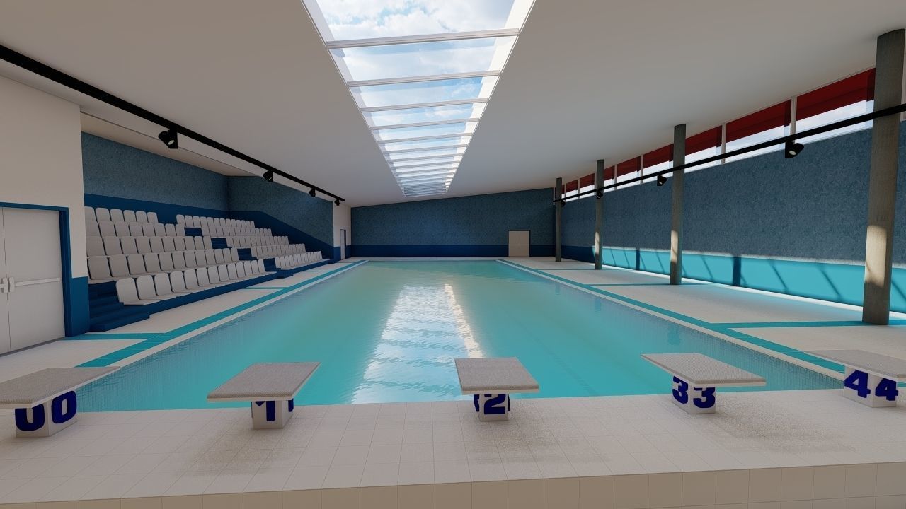 Swimming pool-stadium pool 3D model_1