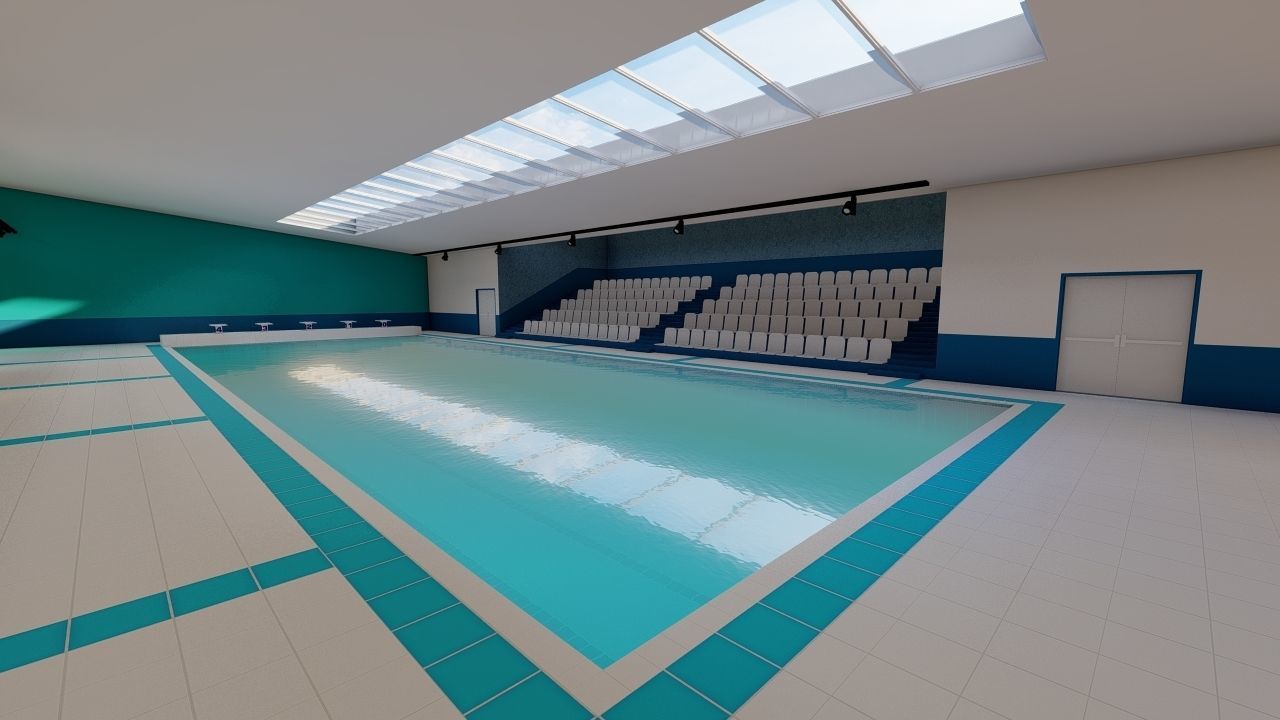 Swimming pool-stadium pool 3D model_13