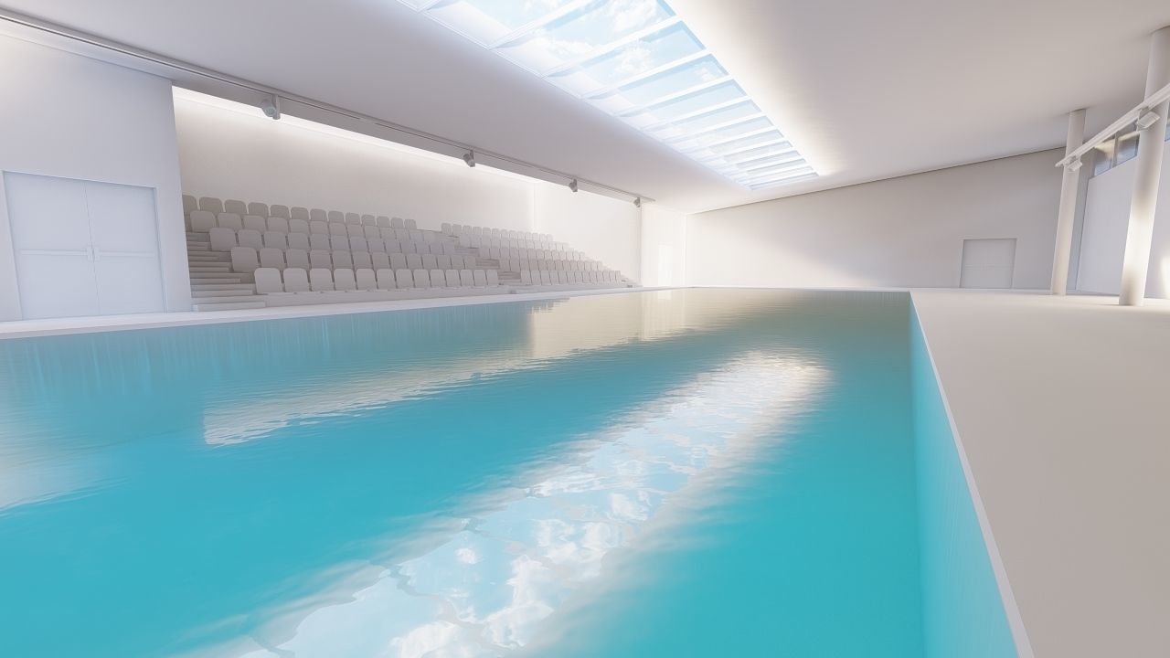 Swimming pool-stadium pool 3D model_10