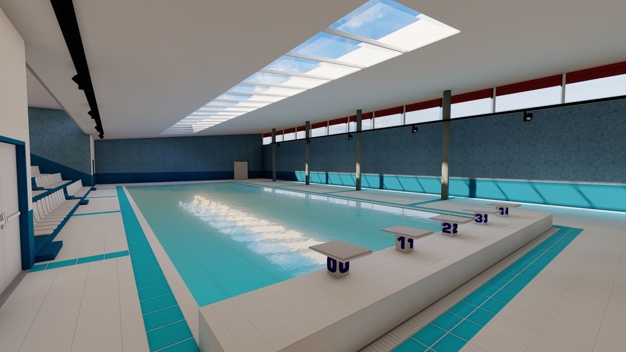 Swimming pool-stadium pool 3D model_15
