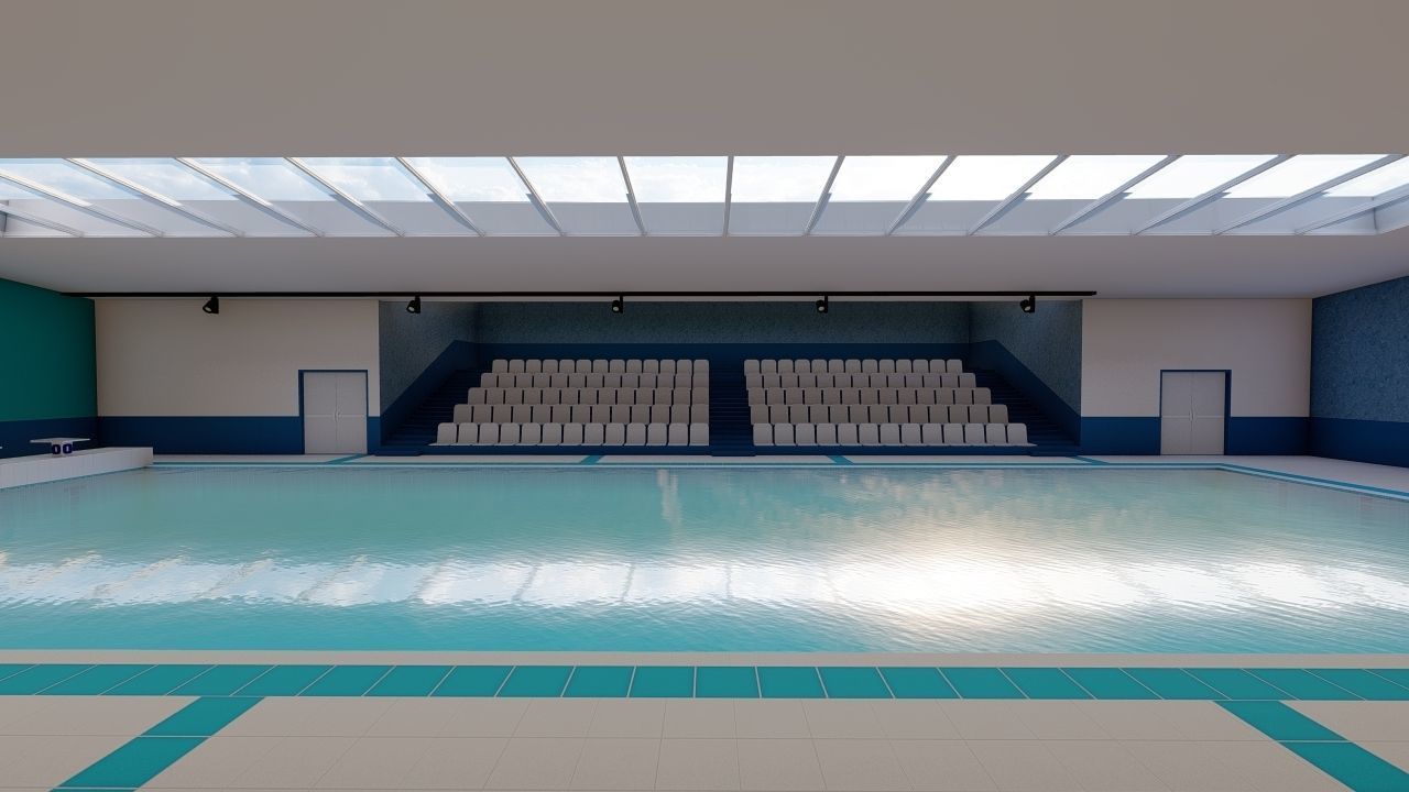 Swimming pool-stadium pool 3D model_16