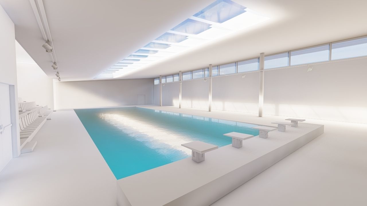 Swimming pool-stadium pool 3D model_8