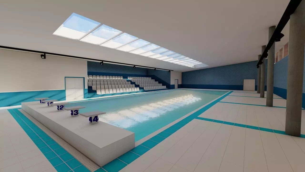 Swimming pool-stadium pool 3D model_0
