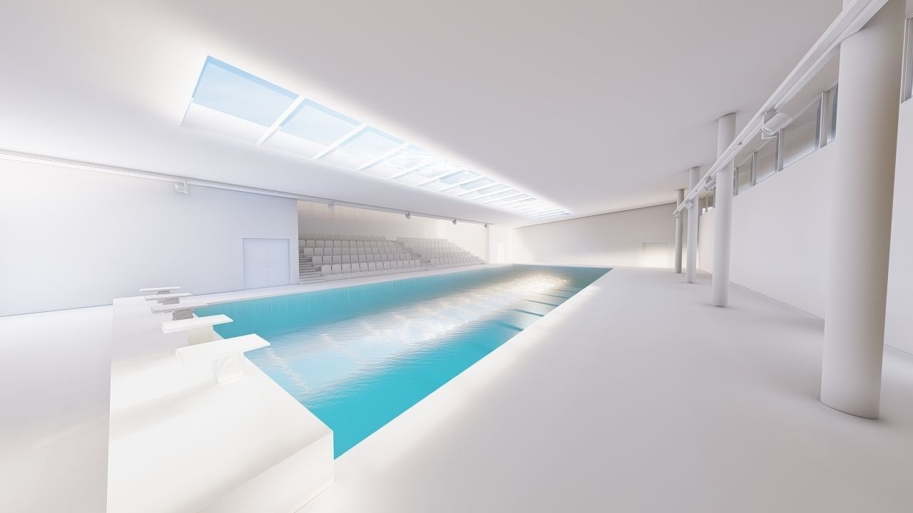 Swimming pool-stadium pool 3D model_4