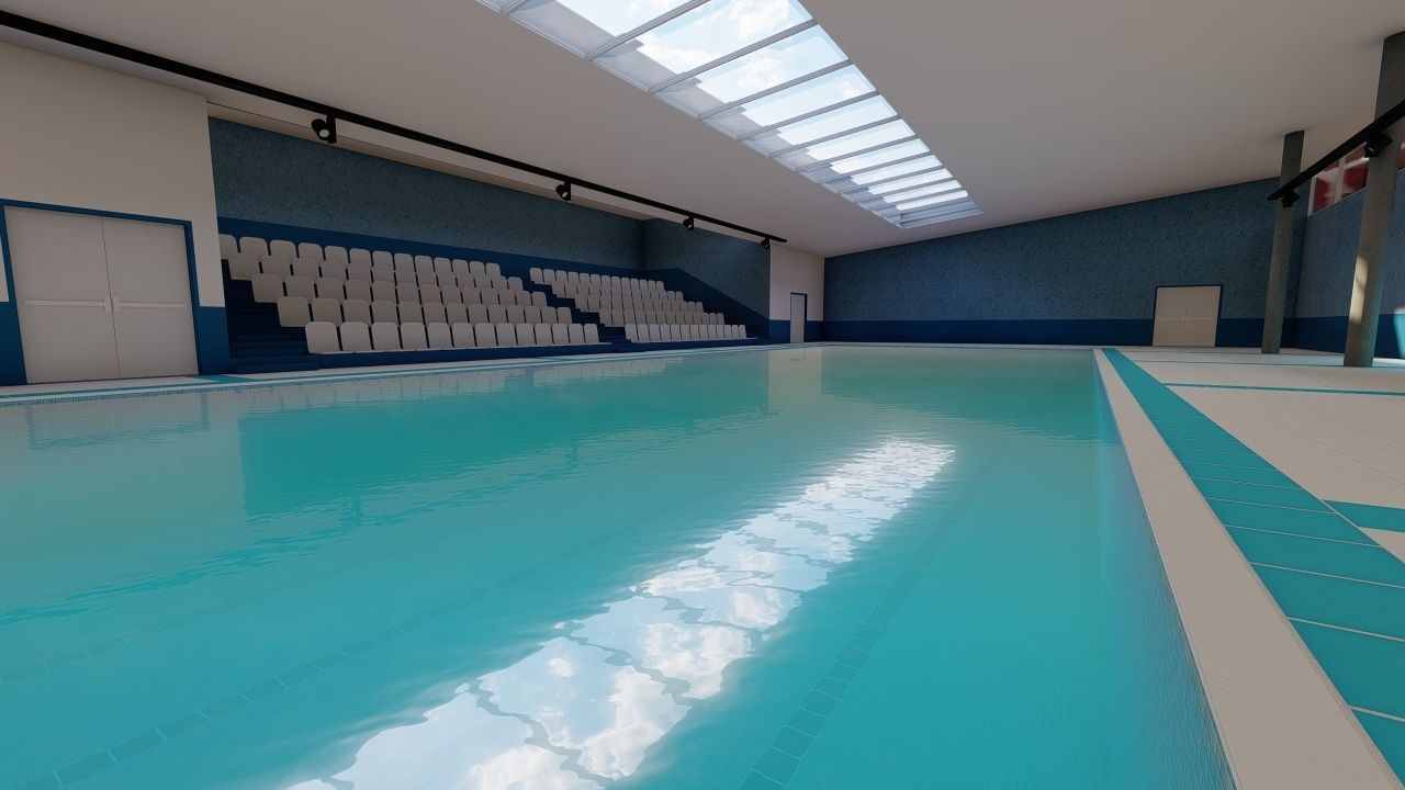 Swimming pool-stadium pool 3D model_17