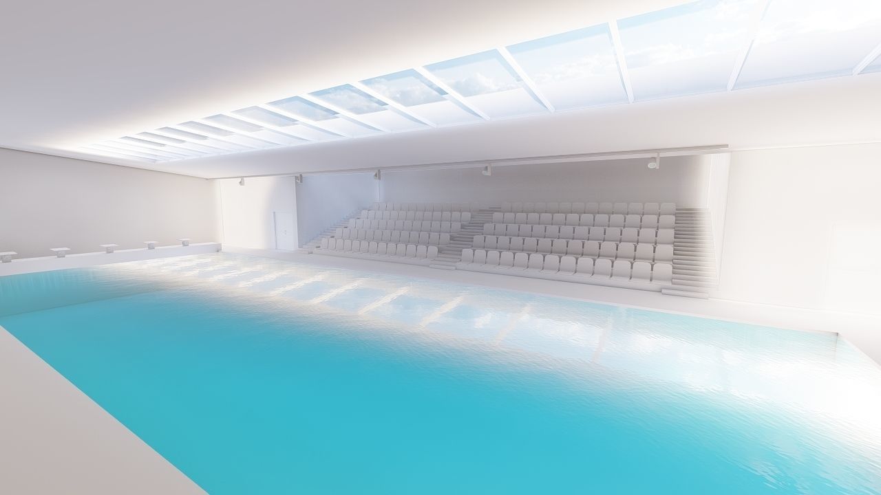 Swimming pool-stadium pool 3D model_12