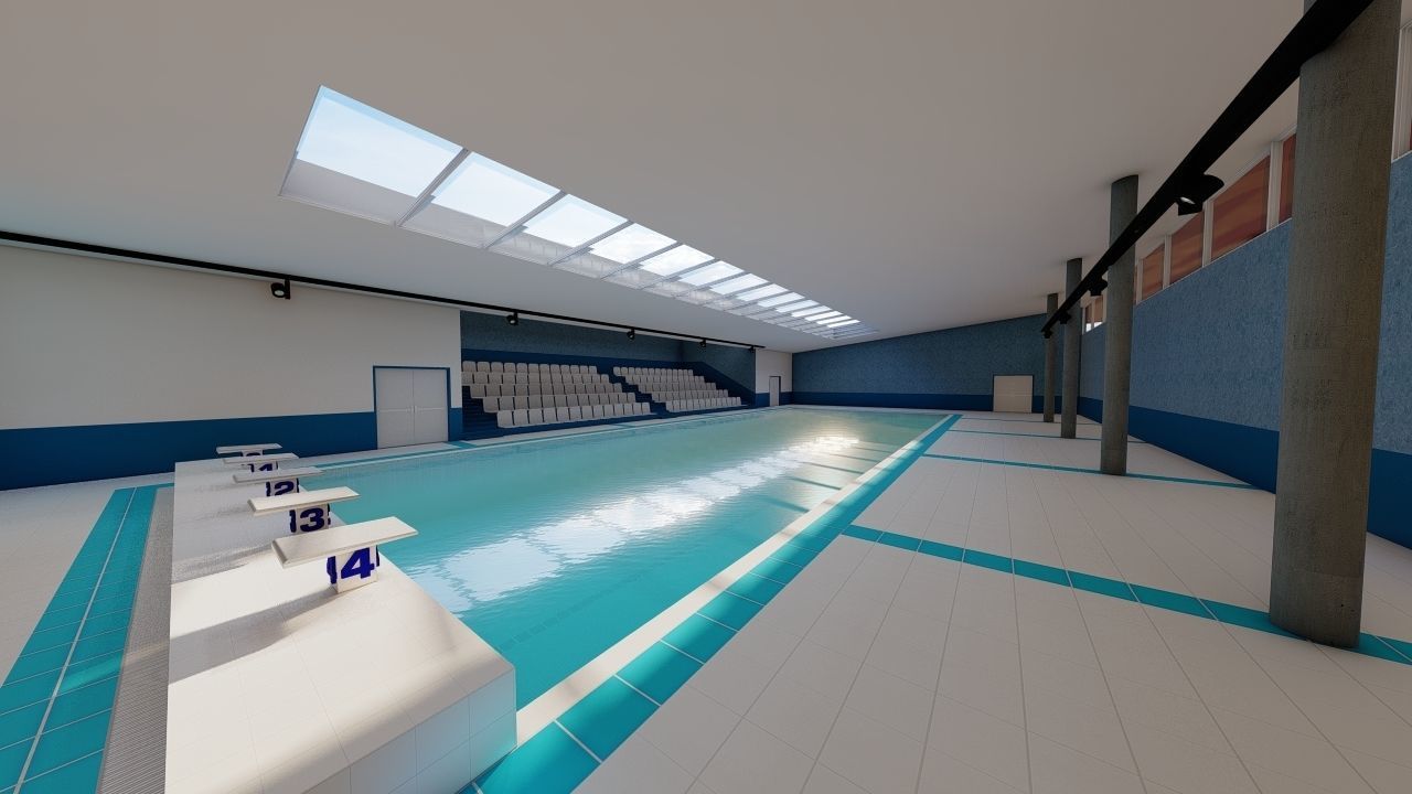 Swimming pool-stadium pool 3D model_2