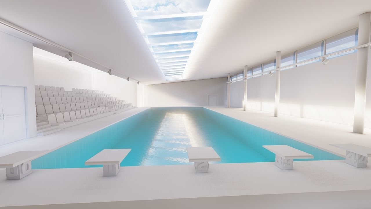 Swimming pool-stadium pool 3D model_7