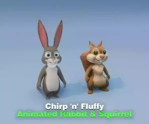 Animated Squirrel and Rabbit 3D Model Collection Low-poly 3D model
